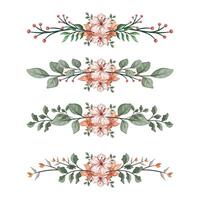 The Blooms Greenery Floral Foliage Ornament Corner Text Separator Elegance Framie for Invitations Card Template vector