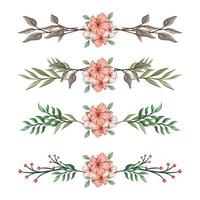The Blooms Greenery Floral Foliage Ornament Corner Text Separator Elegance Framie for Invitations Card Template vector