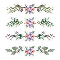 The Blooms Greenery Floral Foliage Ornament Corner Text Separator Elegance Framie for Invitations Card Template vector
