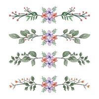The Blooms Greenery Floral Foliage Ornament Corner Text Separator Elegance Framie for Invitations Card Template vector