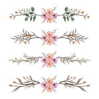 The Blooms Greenery Floral Foliage Ornament Corner Text Separator Elegance Framie for Invitations Card Template vector
