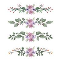 The Blooms Greenery Floral Foliage Ornament Corner Text Separator Elegance Framie for Invitations Card Template vector