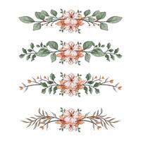 The Blooms Greenery Floral Foliage Ornament Corner Text Separator Elegance Framie for Invitations Card Template vector