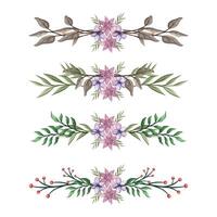 The Blooms Greenery Floral Foliage Ornament Corner Text Separator Elegance Framie for Invitations Card Template vector