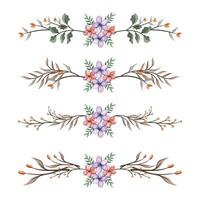The Blooms Greenery Floral Foliage Ornament Corner Text Separator Elegance Framie for Invitations Card Template vector