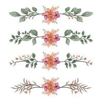 The Blooms Greenery Floral Foliage Ornament Corner Text Separator Elegance Framie for Invitations Card Template vector