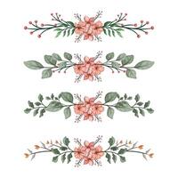 The Blooms Greenery Floral Foliage Ornament Corner Text Separator Elegance Framie for Invitations Card Template vector