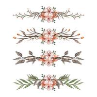 The Blooms Greenery Floral Foliage Ornament Corner Text Separator Elegance Framie for Invitations Card Template vector
