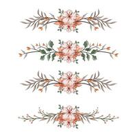 The Blooms Greenery Floral Foliage Ornament Corner Text Separator Elegance Framie for Invitations Card Template vector