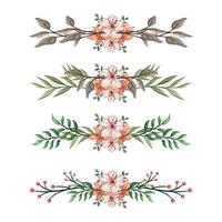 The Blooms Greenery Floral Foliage Ornament Corner Text Separator Elegance Framie for Invitations Card Template vector