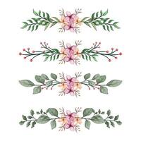The Blooms Greenery Floral Foliage Ornament Corner Text Separator Elegance Framie for Invitations Card Template vector