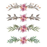 The Blooms Greenery Floral Foliage Ornament Corner Text Separator Elegance Framie for Invitations Card Template vector