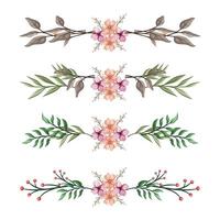 The Blooms Greenery Floral Foliage Ornament Corner Text Separator Elegance Framie for Invitations Card Template vector
