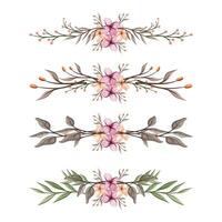 The Blooms Greenery Floral Foliage Ornament Corner Text Separator Elegance Framie for Invitations Card Template vector