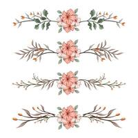 The Blooms Greenery Floral Foliage Ornament Corner Text Separator Elegance Framie for Invitations Card Template vector