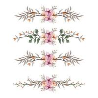 The Blooms Greenery Floral Foliage Ornament Corner Text Separator Elegance Framie for Invitations Card Template vector