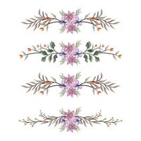 The Blooms Greenery Floral Foliage Ornament Corner Text Separator Elegance Framie for Invitations Card Template vector