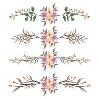 The Blooms Greenery Floral Foliage Ornament Corner Text Separator Elegance Framie for Invitations Card Template vector