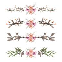 The Blooms Greenery Floral Foliage Ornament Corner Text Separator Elegance Framie for Invitations Card Template vector