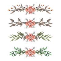 The Blooms Greenery Floral Foliage Ornament Corner Text Separator Elegance Framie for Invitations Card Template vector