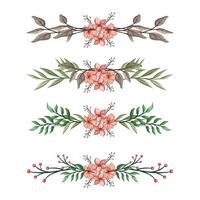 The Blooms Greenery Floral Foliage Ornament Corner Text Separator Elegance Framie for Invitations Card Template vector