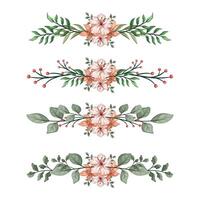 The Blooms Greenery Floral Foliage Ornament Corner Text Separator Elegance Framie for Invitations Card Template vector