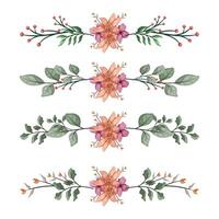The Blooms Greenery Floral Foliage Ornament Corner Text Separator Elegance Framie for Invitations Card Template vector