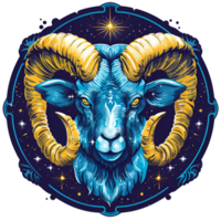 Artistic Style Design of Aries Zodiac Sign Logo No Background Perfect for T-Shirt Design Stickers and Print on Demand png