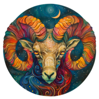 Artistic Style Design of Aries Zodiac Sign Logo No Background Perfect for T-Shirt Design Stickers and Print on Demand png