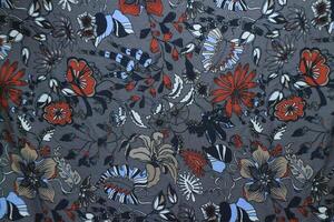 beautiful and colorful of art Indonesian grey color batik floral pattern photo