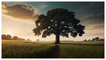 antecedentes de un grande árbol en el medio de un prado png