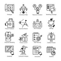 Set of Project Management Outline Icons vector