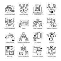 Collection of Business Task Handling Outline Icons vector