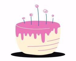 Birthday cake.Happy birthday concept.Cartoon cake with candles.Colorful delicious dessert on the white background.For birthday anniversary party event,Banner,flyer. illustration EPS 10. vector