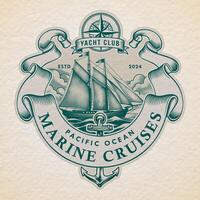 Marine Yacht Club Logo Anchor Nautical retro emblem logo vector