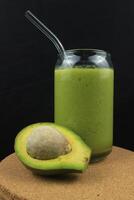 natural drink smoothie with avocado juice and yogurt photo