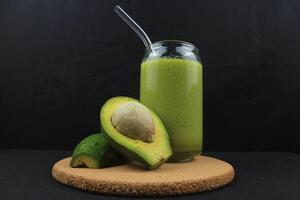 natural drink smoothie with avocado juice and yogurt photo