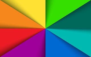 Colorful rainbow triangles background with shadows, colorful papers template, spectrum pattern vector