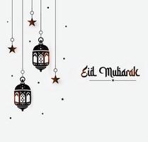 Eid mubarak background design with ramadan lantern and star vector