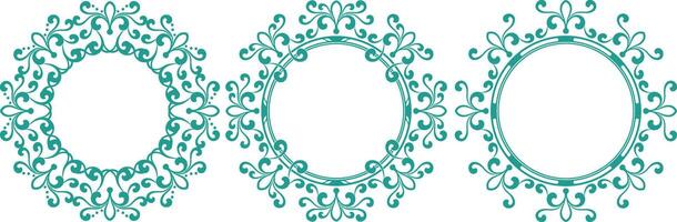 set of decorative cirlce frame vector