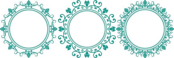 set of decorative cirlce frame vector