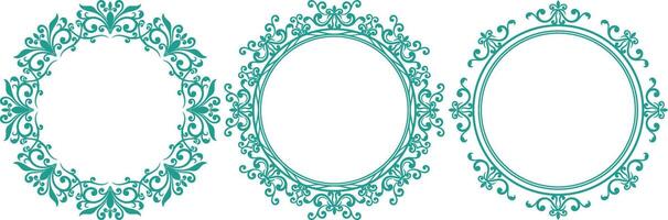 set of decorative cirlce frame vector