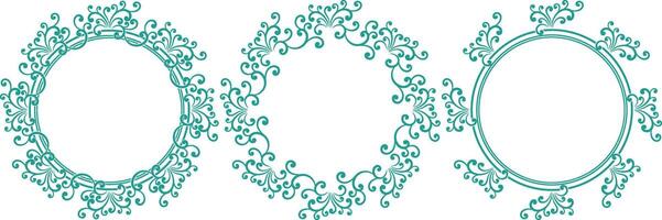 set of decorative cirlce frame vector