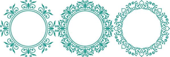 set of decorative cirlce frame vector