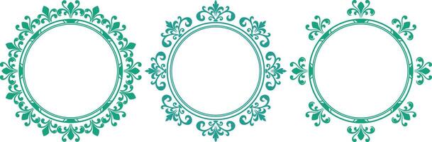 set of decorative cirlce frame vector
