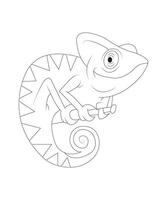 chameleon coloring page for kids and adults vector