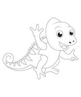 chameleon coloring page for kids and adults vector