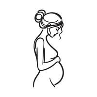 Continuous line drawing of pregnant woman. International mother's day minimalist design hand drawn line art isolated on white background. Happy Mother's Day theme. Line art pregnant woman, vector