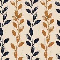 Seamless pattern with branches and leaves. Hand drawn floral botanical design. Modern print for textile, fabric, wallpaper, wrapping, scrapbook and packaging vector