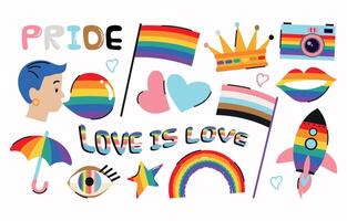 Set collection of pride lgbtq icons cliparts isolated illustration vector